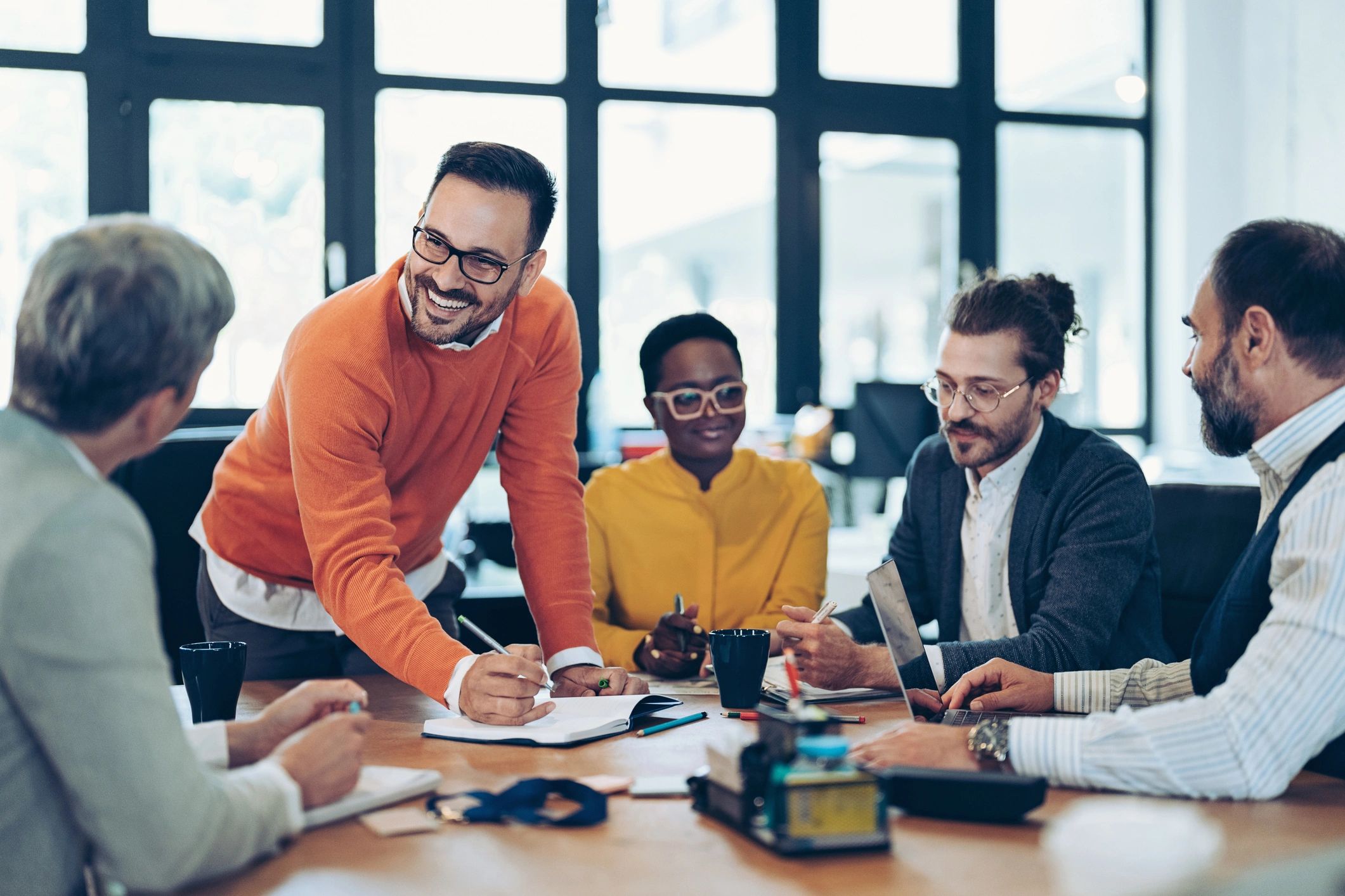 Business team in discussion during a planning meeting